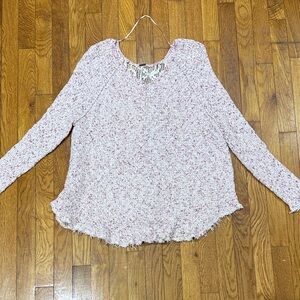 Free People Pink Marled Crochet-Back Pullover